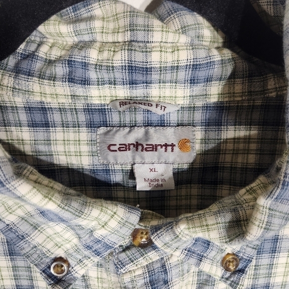 Carhartt Short Sleeve Plaid Button Down Shirt Mens XL Relax Fit - Picture 7 of 9